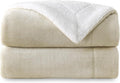 SOCHOW Sherpa Fleece Throw Blanket, Double-Sided Super Soft Luxurious Plush Blanket Twin Size, Linen, 60x80 inches