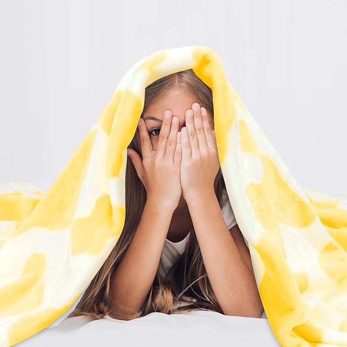 Yellow Blanket Twin Size for Bed & Couch - Large Soft Plush Fleece Blanket Throws for Families, Yellow Western Country Decor for Bedroom & Living Room, All Seasons Cozy Bedding 60" x 80"