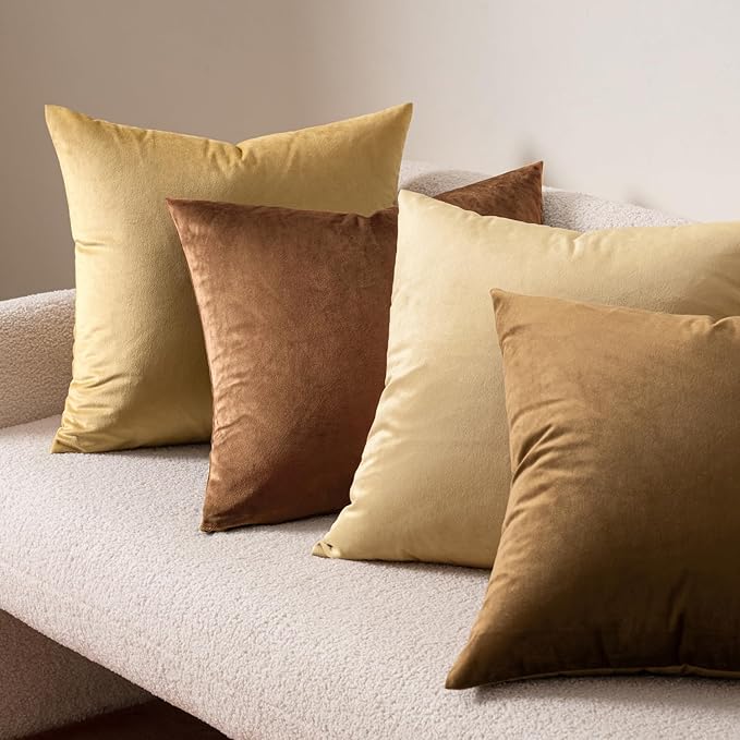 MIULEE Velvet Throw Pillow Covers 18x18 Inch, Pack of 2 - Chocolate, Super Soft Decorative Square Cushion Cases Modern Luxury Home Decor for Sofa,Couch,Bed,Chair