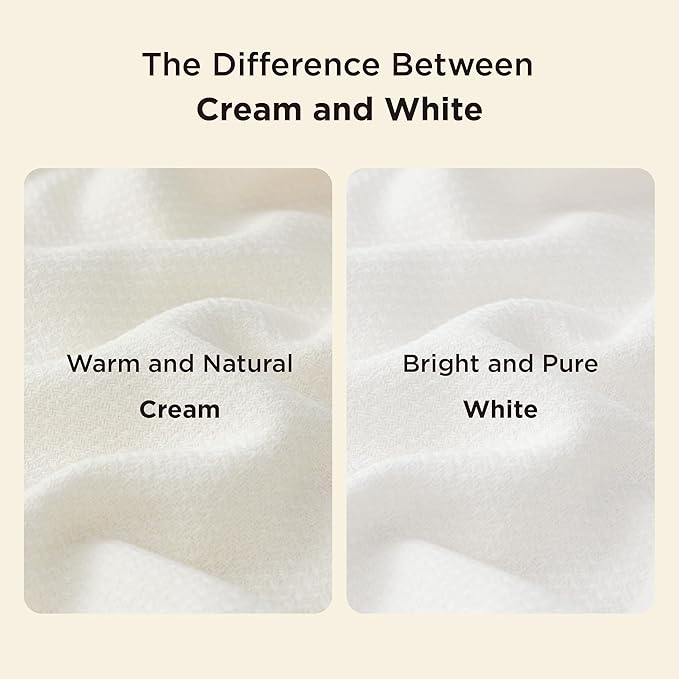 Bedsure GentleSoft 100% Cotton Large Throw Blanket for Couch 50x70 inches - Breathable and Lightweight, Soft Cozy Herringbone Woven Cotton Throw for Summer, Cream Office Chair Blanket