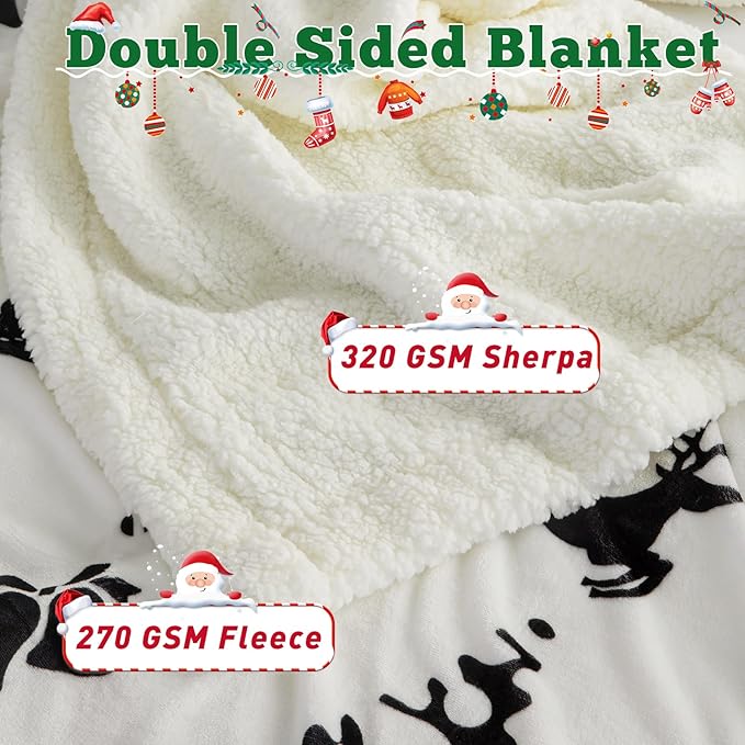 LBRO2M Sherpa Fleece Bed Blanket Twin Size,Christmas Super Soft Fuzzy Plush Warm Cozy Fluffy Microfiber Couch Throw Velvet Double Reversible Luxurious Blankets