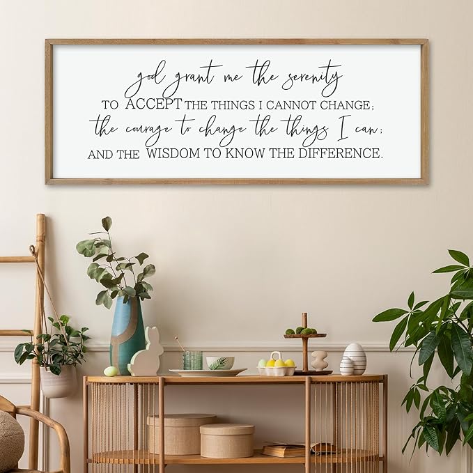 LuZhiQiang God Grant Me Prayer Wall Decor Christian Serenity Prayer Sign 40"X15" God Jesus Catholic Prayer Bible Verse Inspirational Quotes for Living Room Bedroom Office Large Hanging Art (Wood)