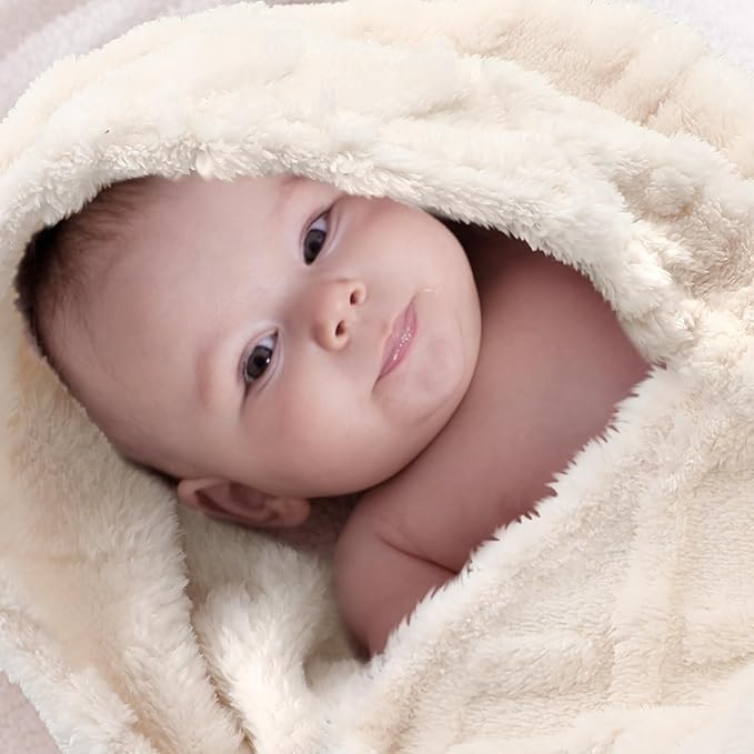 VitalCozy 4 Pcs Soft Fleece Baby Blankets Set 30" x 40" 3D Plush Warm Nursery Swaddling Bed Blanket Little Boys Girls Infant Toddlers and Newborn Receiving Gifts Blankets(Dark Color)