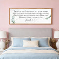 Trust in the Lord with All Your Heart Wall Art: 40"x15" Framed Bible Verse Wooden Sign, Proverbs 3:5–6 Christian Wall Decor, Large Rustic Scripture Home Decor, Natural