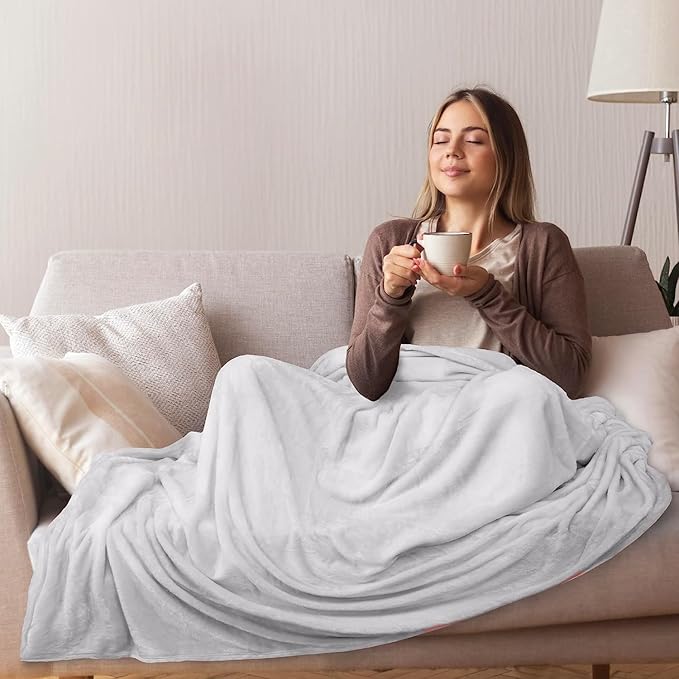 Soft Queen Size Blanket All Season Warm Fuzzy Microplush Lightweight Thermal Fleece Blankets for Couch Bed Sofa,90x90 Inches,Gray