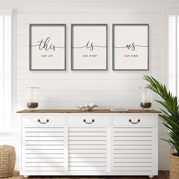 Heiple This is Us Wall Decor 11"x14" Framed Wooden Wall Sign for Home Decor Farmhouse Vintage Rustic Living Room Minimalist Family Wall Art (Gray)