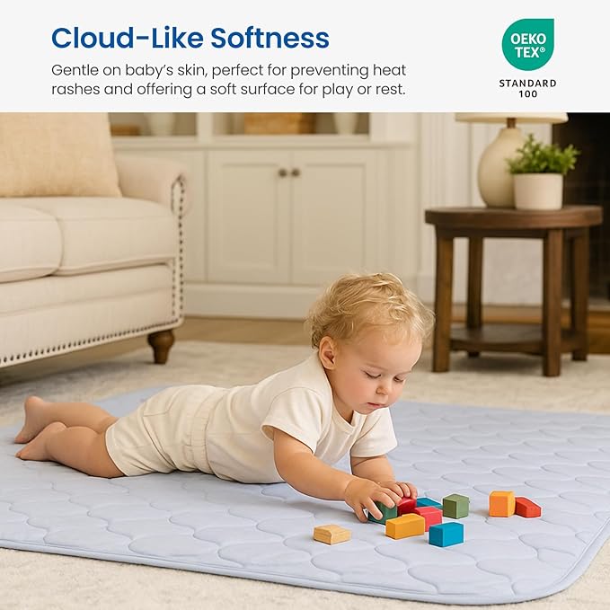 Cozy Bliss Cooling Dual-Sided Blanket for Hot Sleepers, Q-Max>0.46 Lightweight Soft Breathable Bed Blanket, Double Side Cooling Throw for Night Sweats (Cool Blue, 40"x60")