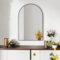 30x20 Arch Mirror Rectangle Wall Mounted Hanging or Against Wall Aluminum Alloy Metal Frame Dressing Make-up Mirrors for Entryway Bedroom Bathroom Living Room 30 20 inch Black