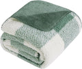 LURKA Checkered Sherpa Fleece Throw Blanket – Soft and Cozy, Medium Weight for All Season, Plush Throw for Couch, Bed & Pets, Sage, 50x60 Inches