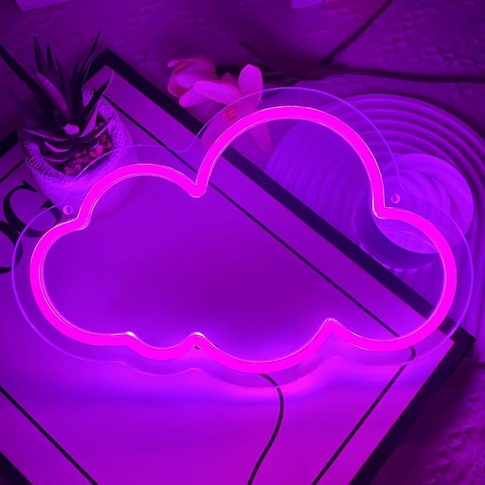 Cloud Neon Sign Cute Purple Clouds LED Light Sign for Wall,13 * 7.9in Dimmable USB Floating Clouds Light Up Sign for Living Room Kid Bedroom Nursery Birthday Christmas Wedding Party decor