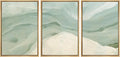 MUDECOR Framed Wall Art Print Set Pastel Waves Blue and White Tones Illustrations Modern Art Boho Decorative Colorful Chic for Living Room, Bedroom, Office - 24"x36"x3 Natural