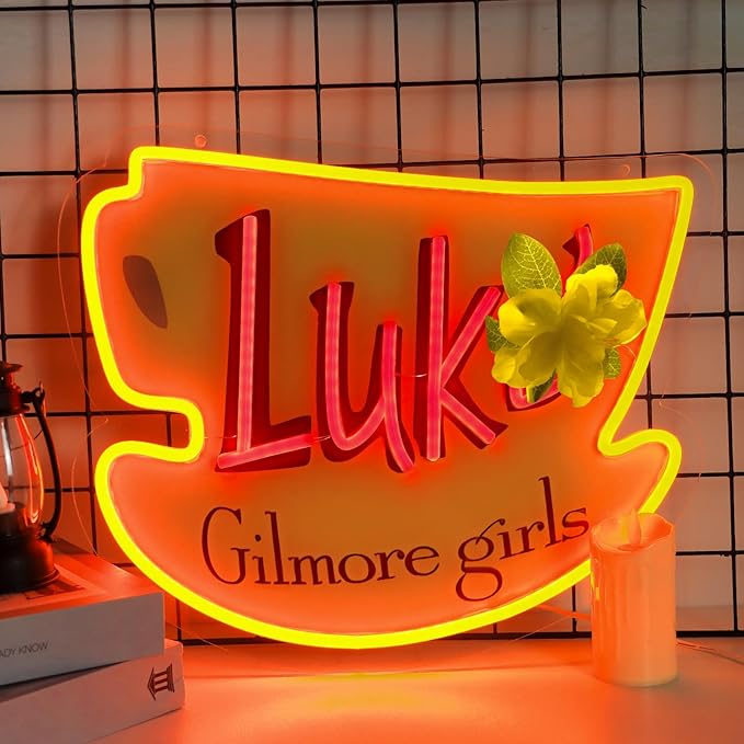 Pugna Luke's Coffee Neon Signs for Wall Decor Dimmable Neon Lights for Bedroom Led Signs Suitable for Dormitory Man Cave Christmas Gift 15.7 x 12.9IN-USB Powered-Acrylic