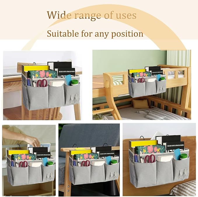 Bedside Caddy, Bedside Hanging Storage Organizer forBunk and Hospital Beds,College Dorm Bed，Can be Placed Glasses Books Mobile Phones (White 2)…