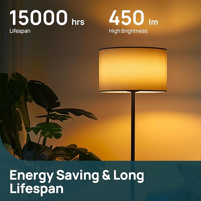 Linkind A19 LED Light Bulb, 40W Equivalent, 5W 2700K Soft White, 450 Lumens Non-Dimmable, E26 Standard Base, Energy Efficient UL Listed for Bedroom Home Office, 6 Packs