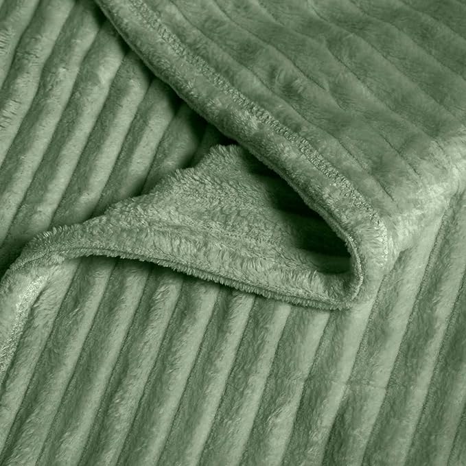 Vessia Flannel Fleece Throw Blanket (50X70 Inch), 300GSM Lightweight Sage Green Throw for Couch, Sofa and Bed - Warm and Soft Green Blanket for All Season(Winter, Fall, Summer, Spring)