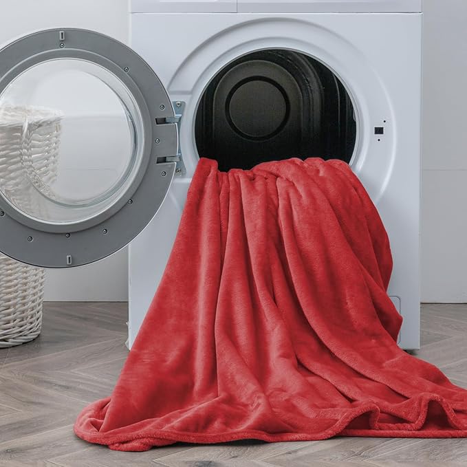 BEDELITE Flannel Sheets Queen Size Red - Super Soft Fleece Sheets Set Fluffy Extra Plush, 4 Piece(Include Fitted Sheet, Flat Sheet, 2 Pillowcases)