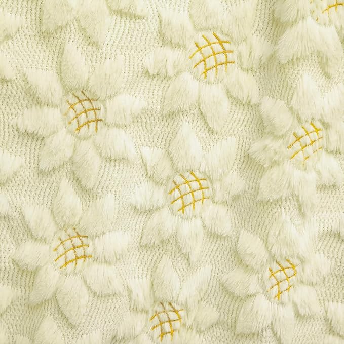 Horaldaily Spring Summer Blanket Throw, Beige Sunflower Soft Fuzzy Plush Faux Fur Cozy Blankets for Couch Sofa Bed Lounging, Ideal Gifts for Kids Adults Wife Self, 50x60