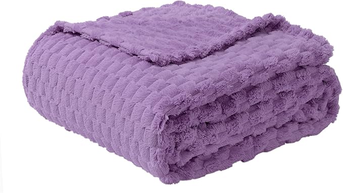 FY FIBER HOUSE Fleece Blanket King Size for Bed 300GSM Super Soft Plush Fuzzy Blankets and Throws for Sofa Couch Office, 90x108 Inches, Lavender