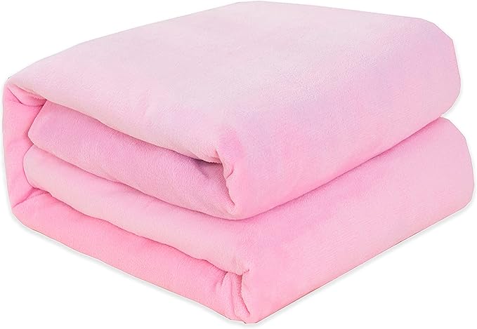 Elegant Comfort Luxury Velvety Feel Blanket, All-Season Lightweight Blanket, Ultra Plush, Soft, Cozy-Fuzzy Flannel Fleece for Couch, Sofa, Bed, Travel, Solid Design, Twin/Twin XL, Light Pink