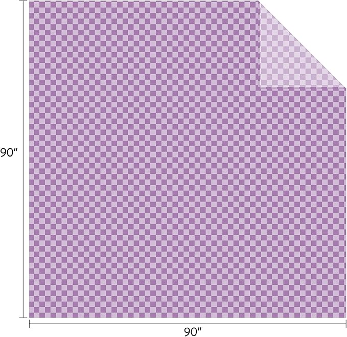 FY FIBER HOUSE Checkered Flannel Fleece Throw Blanket Queen Size Soft Cozy Checkerboard Grid Print Chessboard Gingham Pattern Blankets for Bed Couch Sofa, 90"x90", Purple