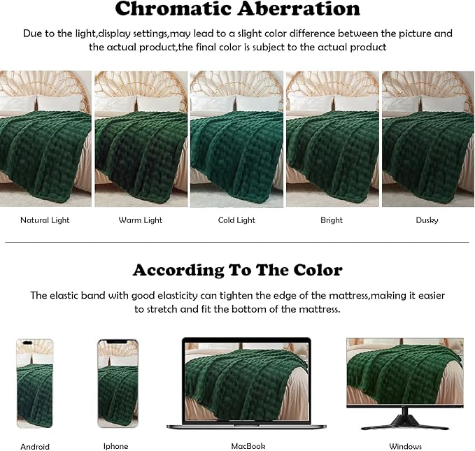 NEWCOSPLAY Twin Blanket for Couch Dark Green Super Soft Flannel Fleece 3D Bubble Lightweight Bed Blanket All Season Use (Dark Green, Twin(60"x80"))