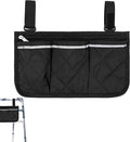 SHIDOW Wheelchair Side Bag, Bedside Caddy Hanging Bed Organizer Storage Bag, 4 Pockets, for College Dorm Rooms Hospital Rails Bed (Black)