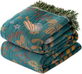 Boho Throw Blanket for Couch 100% Cotton Soft Birds and Floral Double Embroidery Breathable Spring Throw Blankets,50"x60" All Season Reversible Throws for Sofa Chair Livingroom Home Decor