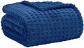 Soft Cozy Fuzzy Fleece Throw Blanket, Waffle Navy Blue, 50x60 Inches – Lightweight, Fluffy, and Warm 3D Jacquard All-Season Blanket for Couch, Bed, Sofa, Home Decor, Camping, and Travel