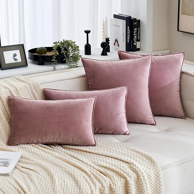 MIULEE Jam Velvet Throw Pillow Covers 20x20 Soft Decorative Solid Square Cushion Cases Pack of 2 Modern Luxury Home Decor for Couch, Sofa, Bedroom