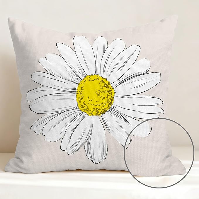 Hexagram Spring Summer Pillow Covers 18x18 Set of 4, Outdoor Floral Daisy Decorative Grey Throw Pillow Covers, You are My Sunshine Farmhouse Cushion Case for Couch Sofa Indoor Home Decor(No Insert)