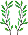Metal Tree Leaf Wall Decor 2 PCS Rustic Vine Branch Leaf Wall Art for Living Room Bedroom Bathroom Decorations - Green