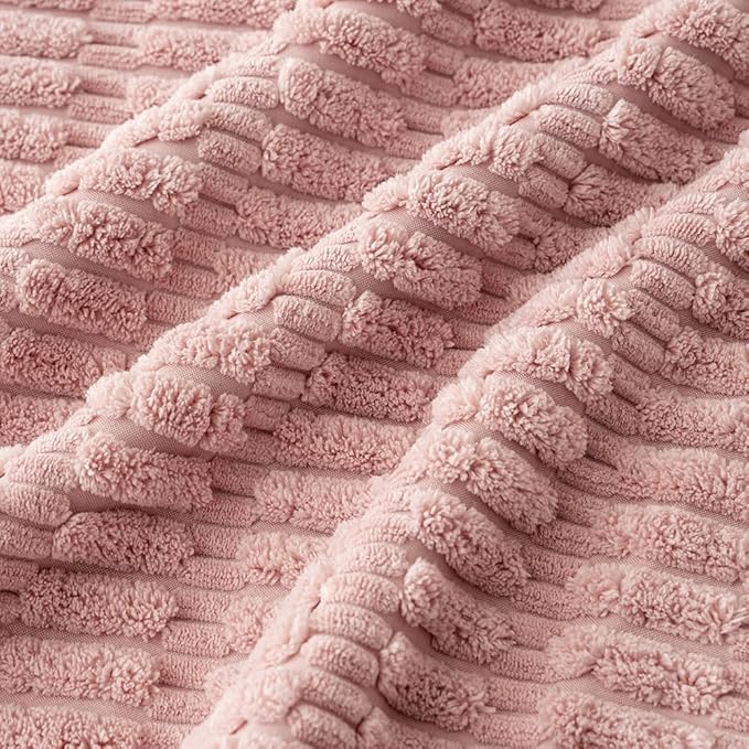 MIULEE Pack of 4 Blush Pink Corduroy Decorative Valentines Throw Pillow Covers 18x18 Inch Soft Spring Boho Striped Pillow Covers Modern Farmhouse Home Decor for Sofa Living Room Couch Bed