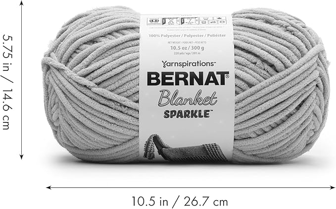 Bernat Baby Blanket Sparkle Seafoam Yarn - 1 Pack of 10.5oz/300g - Polyester - #6 Super Bulky - 220 Yards - Knitting & Crochet