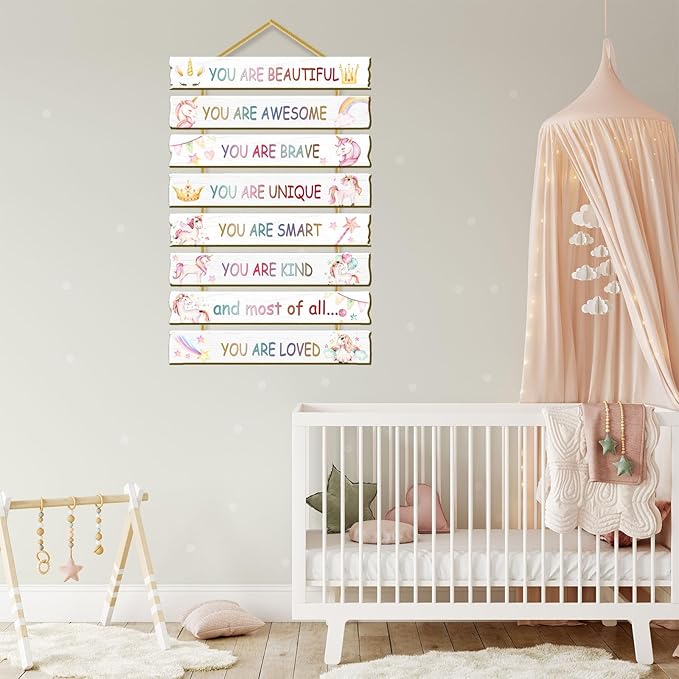 Rutiyoka Unicorn Wall Art for Girls' Bedroom - Inspirational Decor for Kids' Room & Nursery