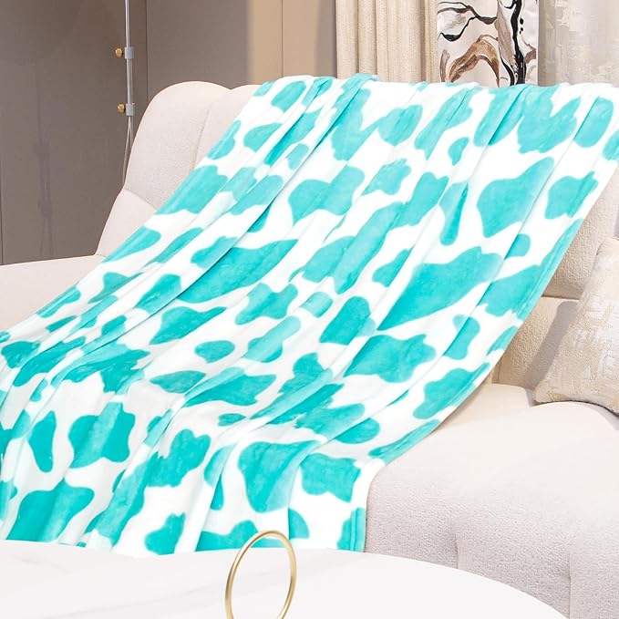 Blue Throw Blanket for Couch & Bed, Warm Fuzzy Fleece Soft Blankets for Adults & Kids, Light Blue Gifts for Women Girls Boys, Cozy Cute Coastal Blue Living Room Decor, 50x60 Inches