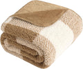 LURKA Checkered Sherpa Fleece Throw Blanket – Soft and Cozy, Medium Weight for All Season, Oversized Plush Throw for Couch, Bed & Pets, Brown, 90x90 Inches