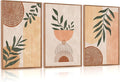 CHDITB Framed Boho Wall Art Set of 3, 16"x24" Mid Century Modern Wall Decor, Bohemian Sun Geometric Painting, Large Abstract Canvas Art Print for Living Room, Bedroom, Dining Room, Office, Bathroom