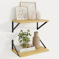 Axeman Deep Floating Shelves | 16 Inch Oak Wall Shelves Set of 2 | 10 Inch Deep Wood Floating Shelves for Wall | 16" W x 10" D Oak Shelves for Living Room Bathroom Kitchen