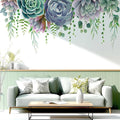 Succulent Plants Leaves Wall Decals Peel and Stick, Large Flowers Vinyl Wall Stickers, Removable Hanging Floral Home Decor Art for Bedroom Living Room Classroom Office