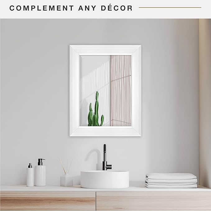 MCS 15 x21 Inch Wall Mirror, 21x27 Inch Overall Size, White (20450)