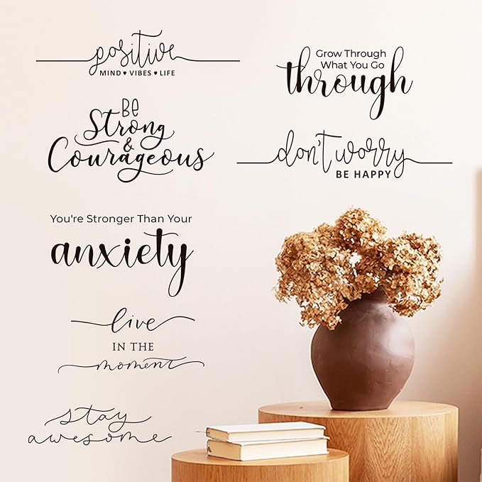 Zonon 5 Sheets Vinyl Wall Decals Peel and Stick Inspirational Quotes Decals Motivational Wall Stickers for Mirror Bedroom Living Room Office Bathroom(Don't Worry)