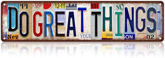 Vintage Do Great Things Street Sign Wall Decor Metal Tin Signs for Bar Home Bedroom Garage