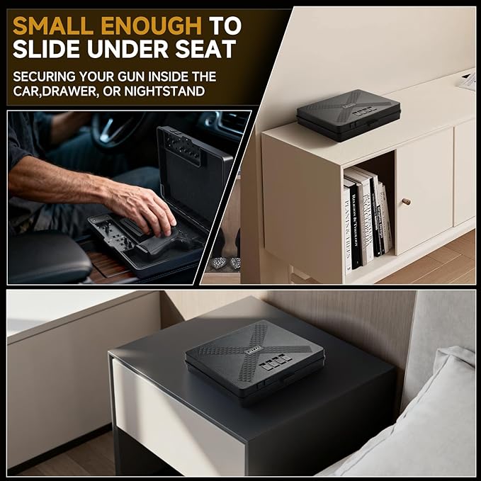 Gun Safe Alternative,Portable Gun Case Handgun Lock Box Quick Access Pistol Safe Small Handgun Storage with TSA Padlock,Instant Access Gun Box for Bedside and Car