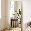 NEWBULIG Full Length Mirror 21"x 56" for Bedroom, Full Body Mirror with Stand, Hanging or Leaning for Wall, Aluminum Alloy Thin Frame Floor Standing for Living Room, Long, Gold