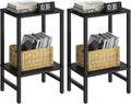 Side Table End Table Tall Night Stand 2-Tier 2 Pack for Living Room Bedroom Bathroom Office Furniture Black