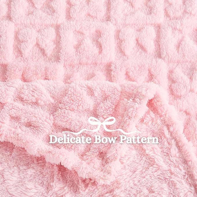 Belle Bow Baby Blanket 30x40 – Ultra Soft Fleece Bow Blanket, Cozy Crib Stroller & Pet Stroller Blanket for Baby Girl & Small Pets, (Light Pink)