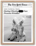 iHery Having A Resting Face Prevents Wrinkles Framed Trendy Hot Girls NewsPaper Wall Art, Natural OAK Wood Large 16x20in Canvas Wall Decor,Retro Magazine Vintage Bar Cart Living Room 1Pack