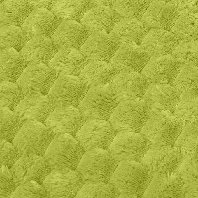 Vessia Flannel Fleece Throw Blanket(50x70 inch), 3D Jacquard Green Fuzzy and Warm Blanket for Couch,Sofa,Bed,Chair, 300GSM Super Soft Touch Cozy Lightweight Throw for All-Season Home Decor