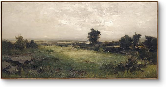 InSimSea Extra Large Framed Vintage Wall Art, Living Room Country Farmhouse Decor, Wilderness Landscape Paintings, Canvas Prints, Retro Scenery Long Picture for Bedroom Above of Bed,24x48inch