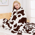 Richave Fleece Cow Print Blanket for All Season - Premium Lightweight Anti-Static Brown and Ivory King Size Blankets Plush Gift for Daughter Mom, Bedroom Decor 90" x 108"(Brown Cow)